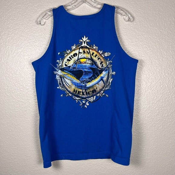 Alstyle Sz M Men's Tank Top Royal Blue Cabo San Lucas Mexico - Picture 2 of 6